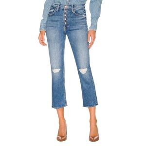MOTHER Jeans The Pixie Tomcat Crop in Not Cut & Pasted High-Rise Blue Size 25